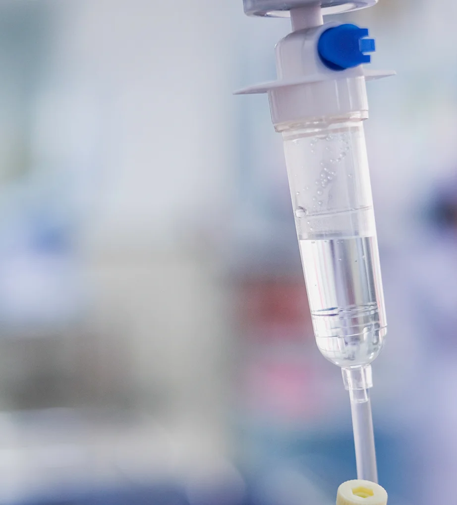 Close-up of a stem cell IV drip at iCRYO Mauldin