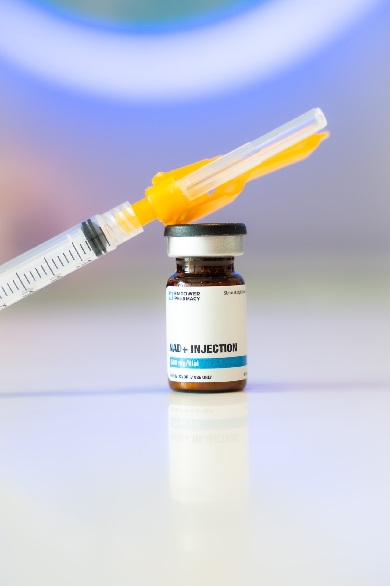 iCRYO Mauldin NAD+ injection vial and syringe